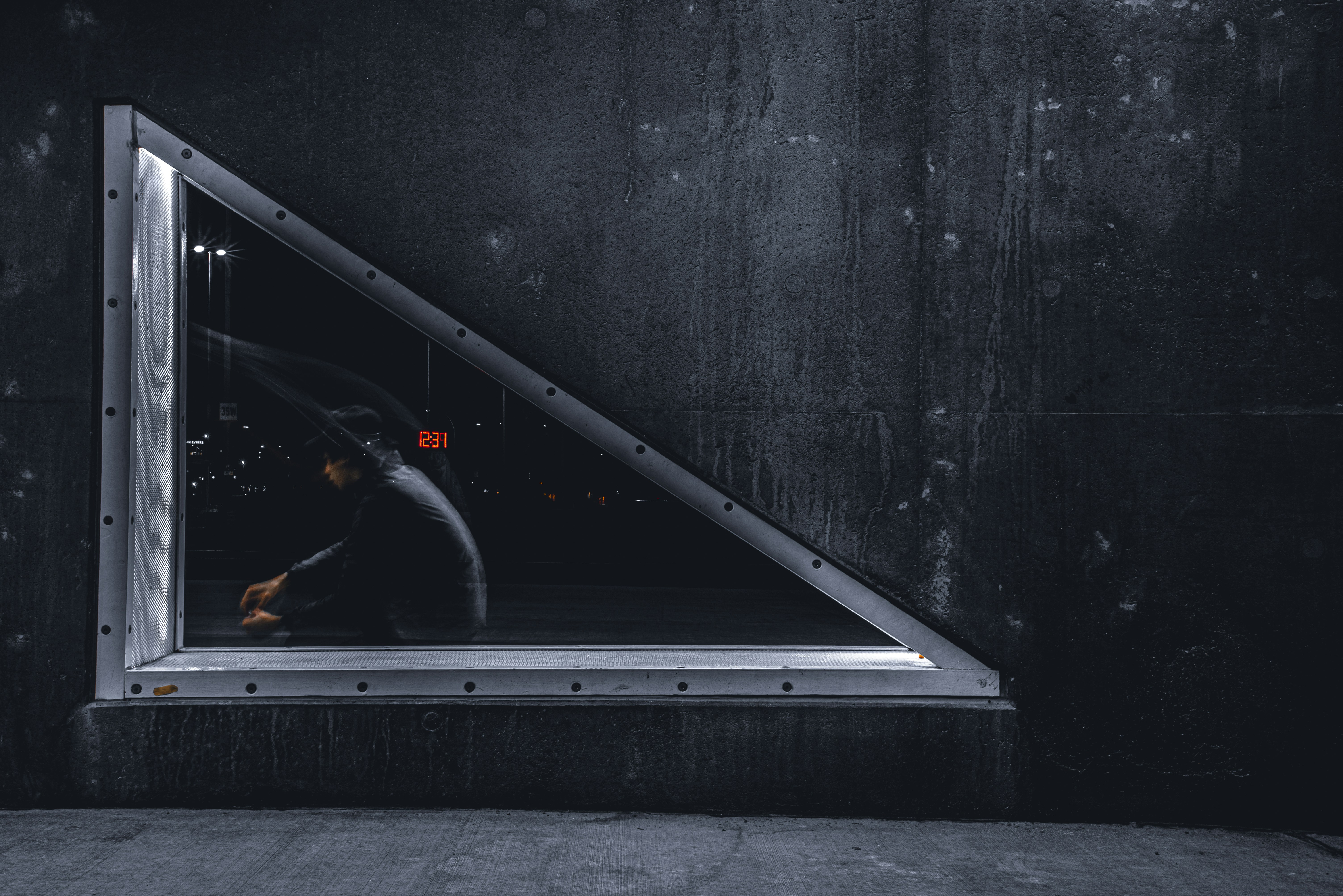 black and white metal staircase